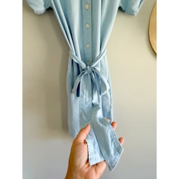 J.Crew Factory | NWT Linen-blend belted mini shirtdress in Light blue | Sz PXXS - Picture 4 of 11